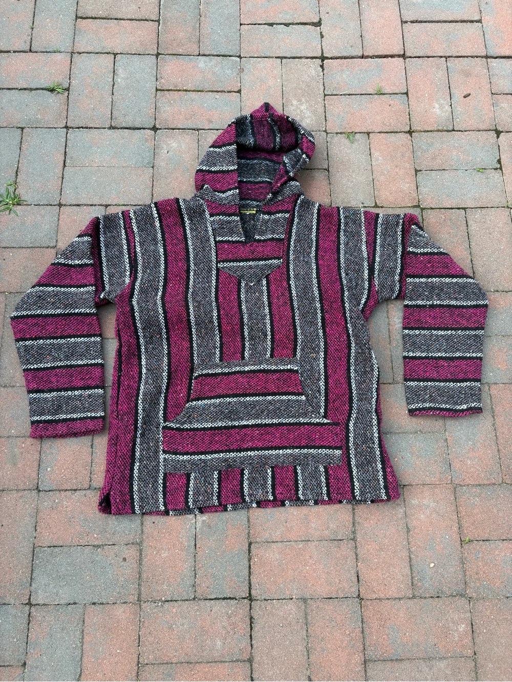 Striped Baja Hoodie in Magenta and Black
